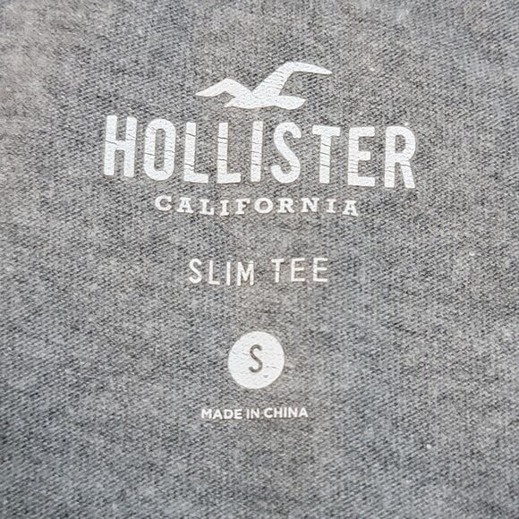Hollister Crop SS Tee Sequin Logo & Tiger Grey - Size Small Slim - Picture 4 of 5